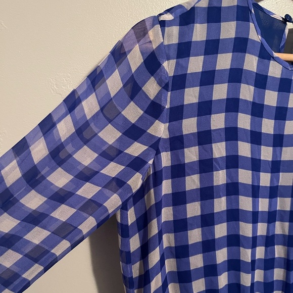 Diane von Furstenberg Blue & White Check Mini Tent Dress 100% Silk - Picture 5 of 16